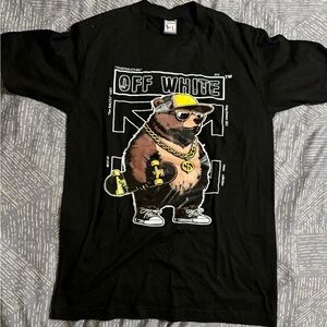 Off-White Black Tee with Bear Graphic
